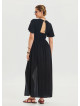 Black Women's Jumpsuit with Flounce Sleeves and Shorts Detail 4490